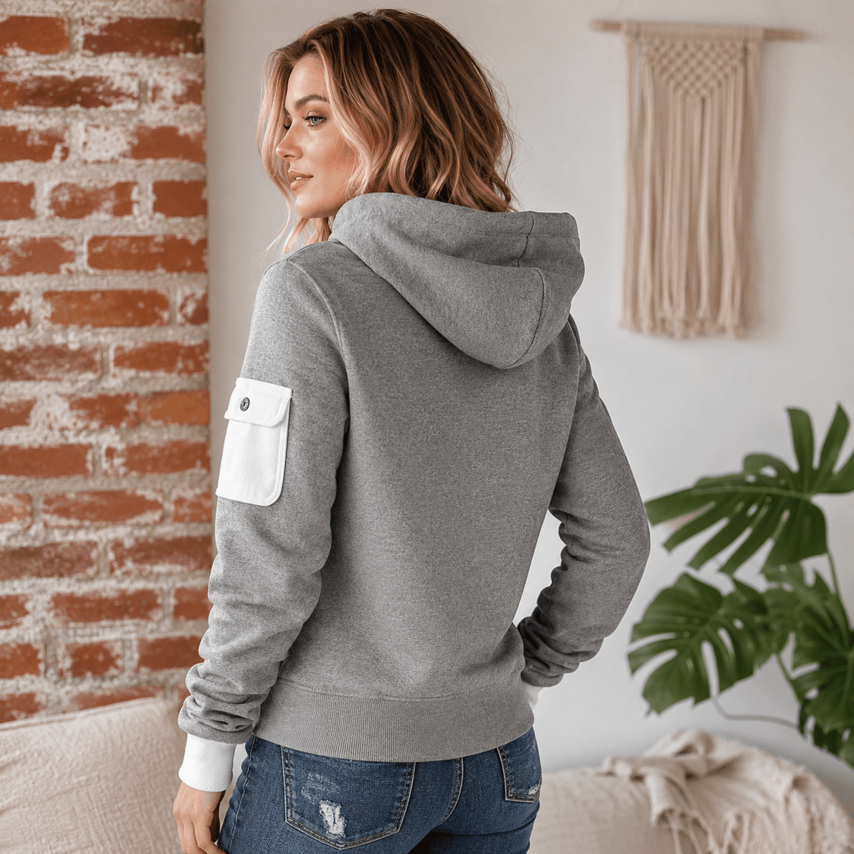 Helsa - Sudadera Informal Con Media Cremallera y Bolsillo En El Brazo