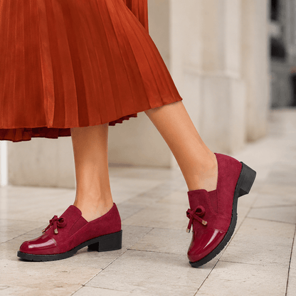 Marvina - Mocasines Elegantes Con Punta Redonda y Lazo Decorativo