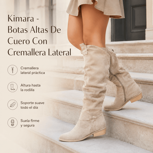 Kimara - Botas Altas De Cuero Con Cremallera Lateral
